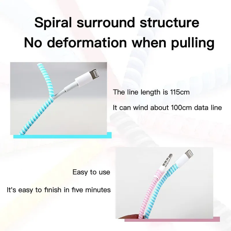 USB Charging Cable Bobbin Winder Data Line Earphone Cover 1.4m thumbnail 4