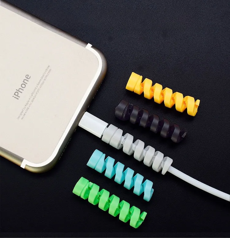 5 pcs Spiral Cable protector Data Line Silicone Bobbin winder Protective For all USB Charging earphone 4