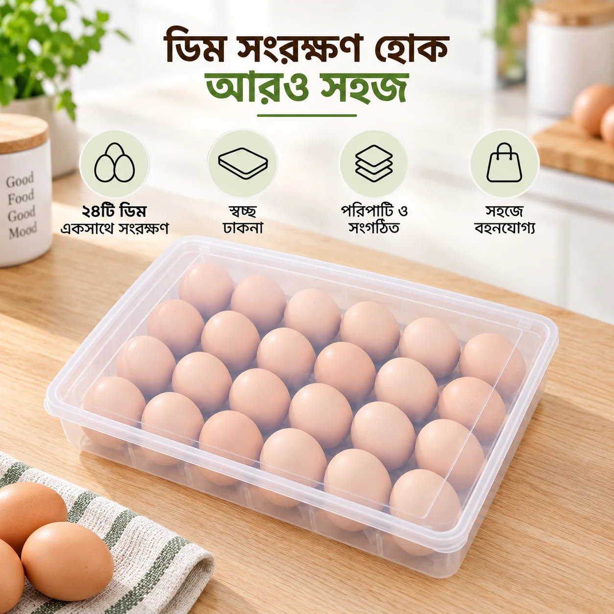 Egg Storage Box 24 Grids Plastic thumbnail 1