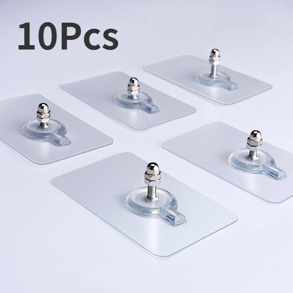 10pcs Self Adhesive Nut Screw Wall Hook, Adhesive Wall Screw Hook Hanger thumbnail 1