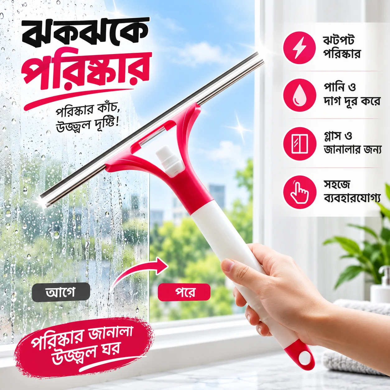 Glass Cleaner Wiper With Spray thumbnail 2
