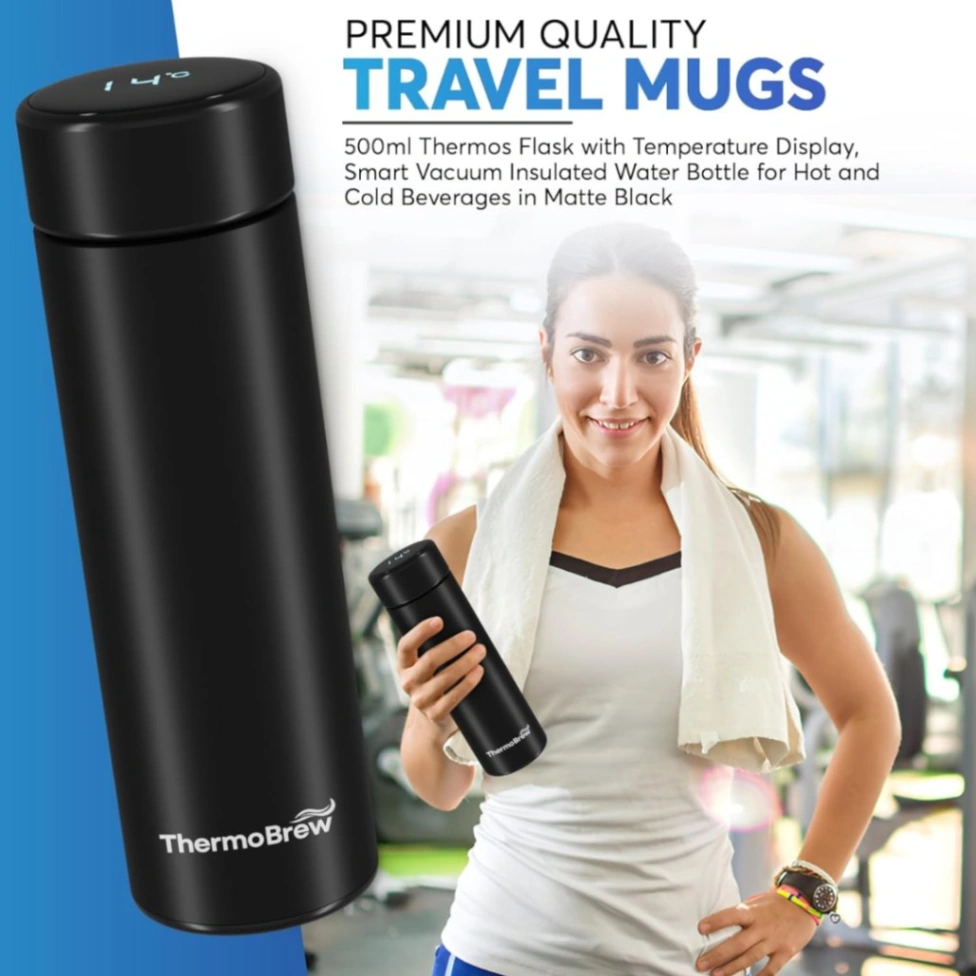 LED তাপমাত্রা প্রদর্শন সহ স্মার্ট থার্মস ফ্লাস্ক, স্টেইনলেস স্টিলের পানির বোতল LED টাচ ডিসপ্লে স্ক্রিন 3
