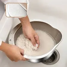 Rice Washer Strainer Bowl Stainless Steel Rice Washing Bowl Rice Sieve Colander Fruit And Vegetable Strainer thumbnail 4