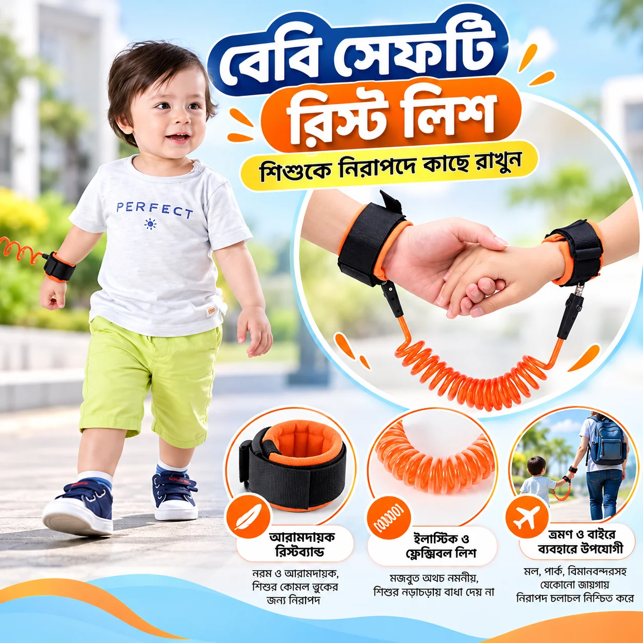 Baby Anti-Lost Wrist Link Safety Harness – Child Safety Wrist Strap for Toddlers & Kids thumbnail 2