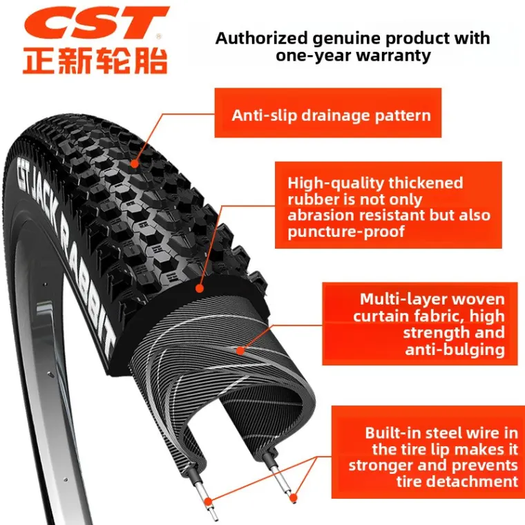 CST Jack Rabbit Mountain Bike Tires 26" Inch *2.10 * off-Road Anti Puncture EPS 26"- 2.10 C1747N Bicycle Tyre 4