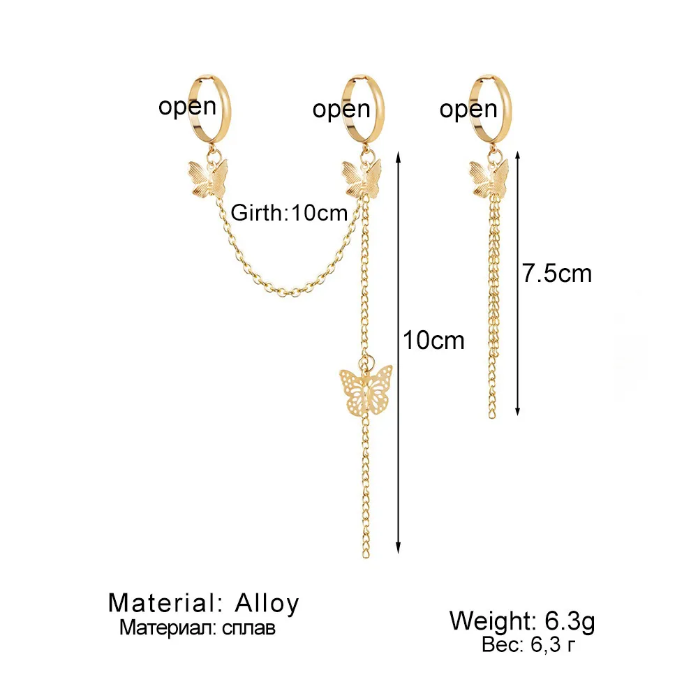 Gold Zircon Butterfly Chain Open Rings For Women Girls Sweet Elegant Tassel Rings Wedding Engagement Party Jewelry Gifts thumbnail 6