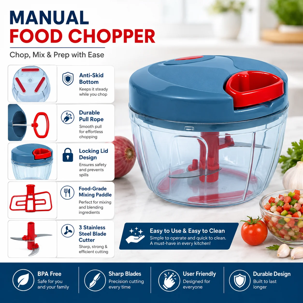 Anjani 2 in 1 Vegetable Cutter, Vegetable Chopper thumbnail 3