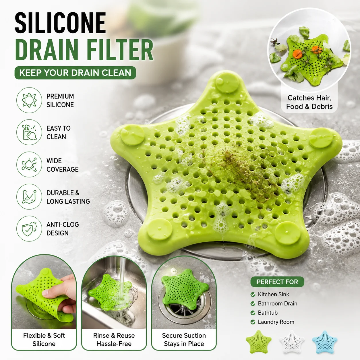 Star Silica Gel Floor Drain - 3 Pcs Set thumbnail 3