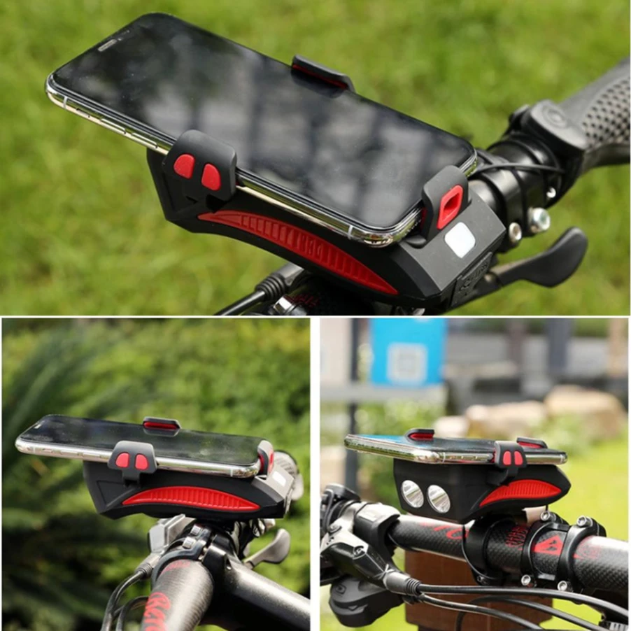 4 in 1 Bicycle USB Rechargeable Led Bicycle Light with Horn and Mobile Holder With PowerBank thumbnail 4