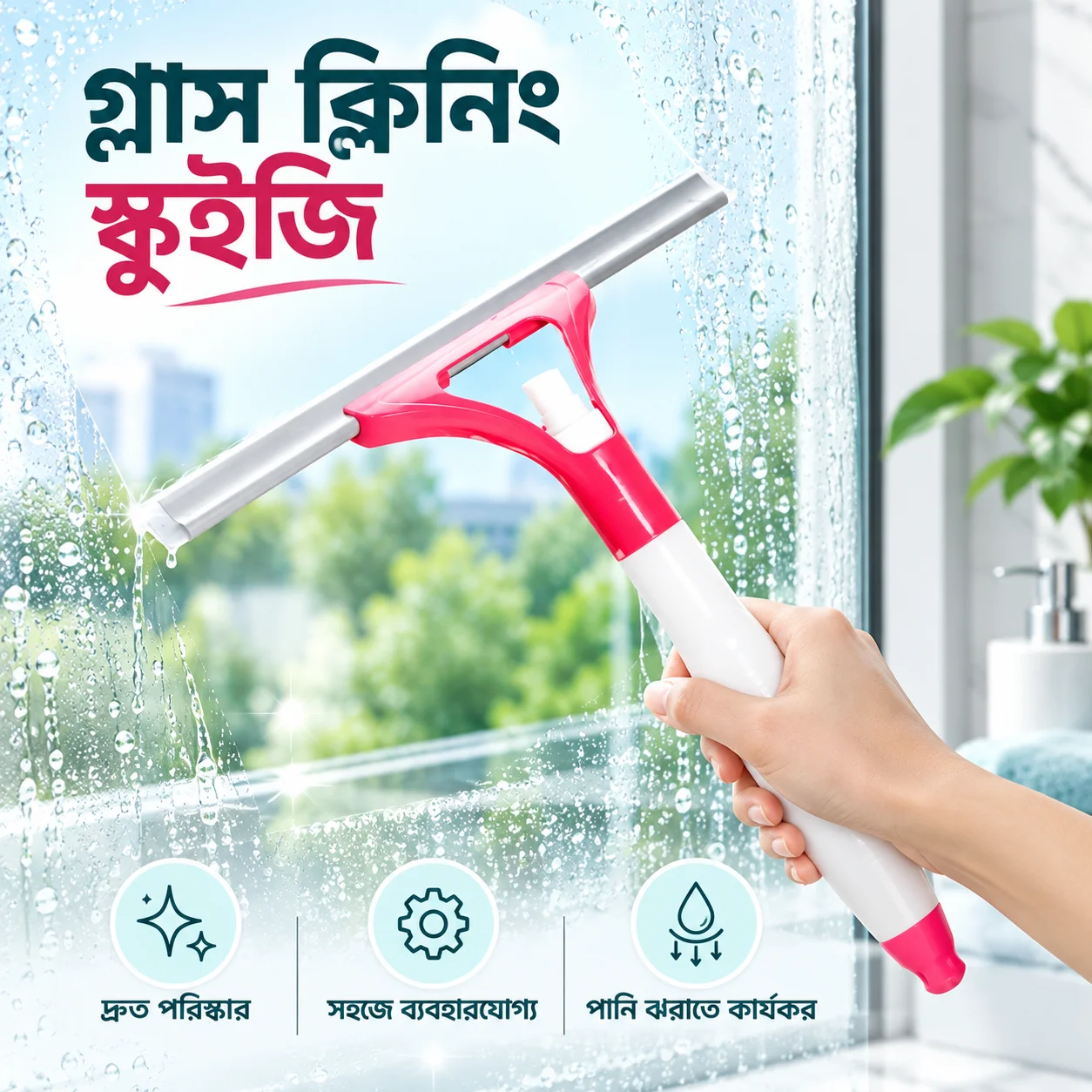 Glass Cleaner Wiper With Spray 4