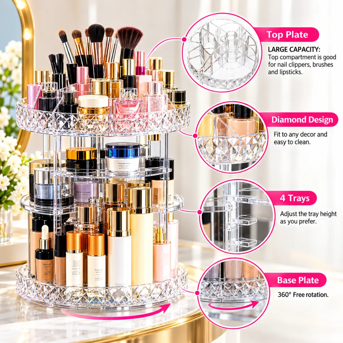 360 Degree Rotation Cosmetic Organizer thumbnail 3