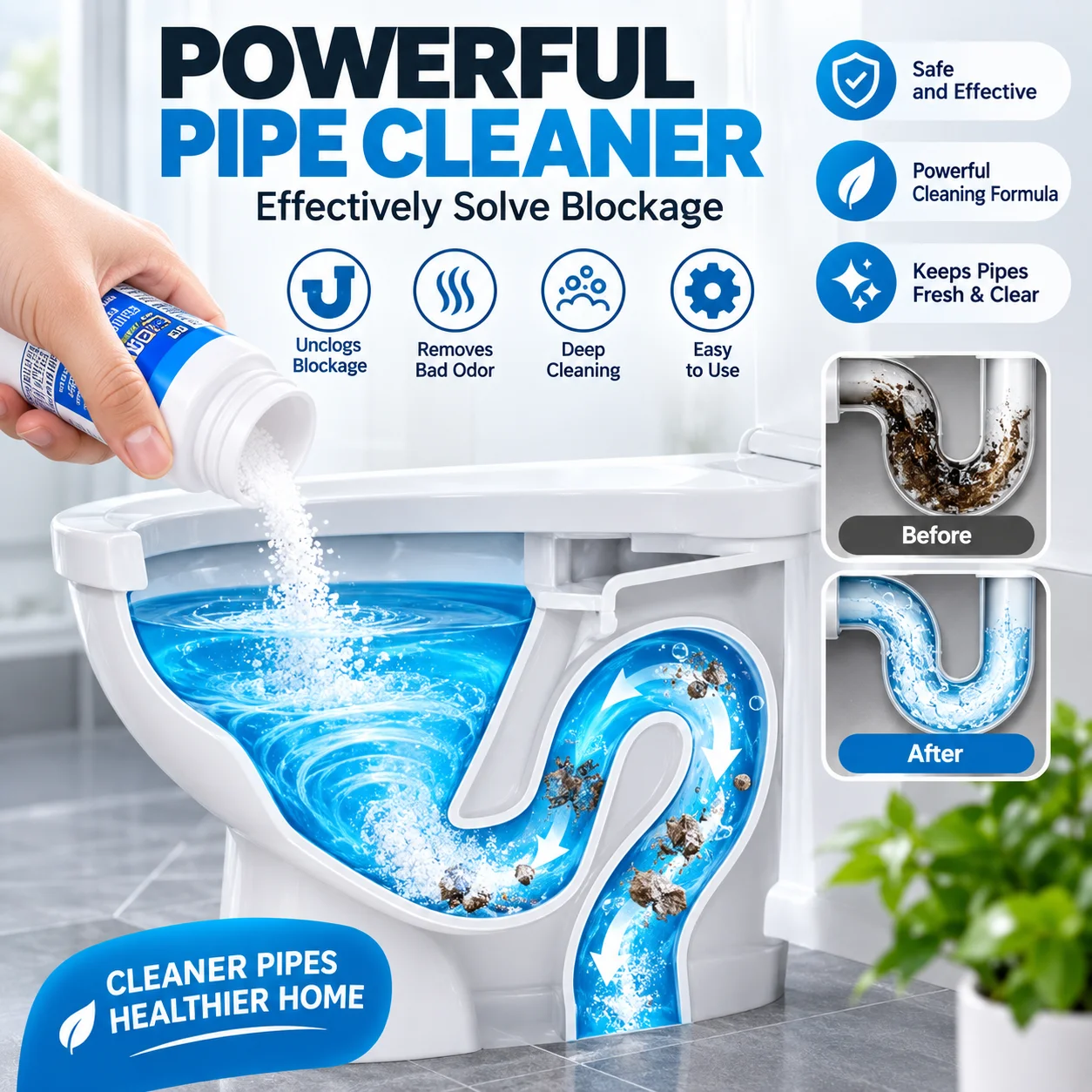 Powerful Sink Drain Cleaner Portable Powder Cleaning Tool Super Clog Remover thumbnail 4