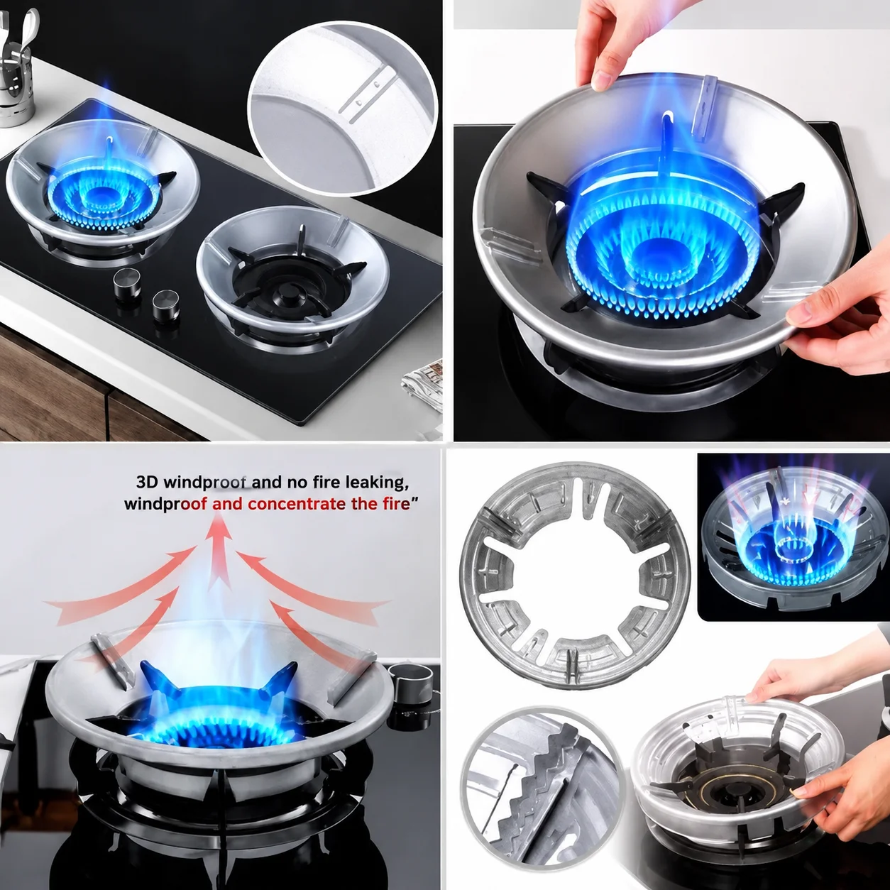 Energy Saving Gas Stove Cover, Energy Saving Gas Stove Cover Windproof Disk Windshield Bracket thumbnail 3
