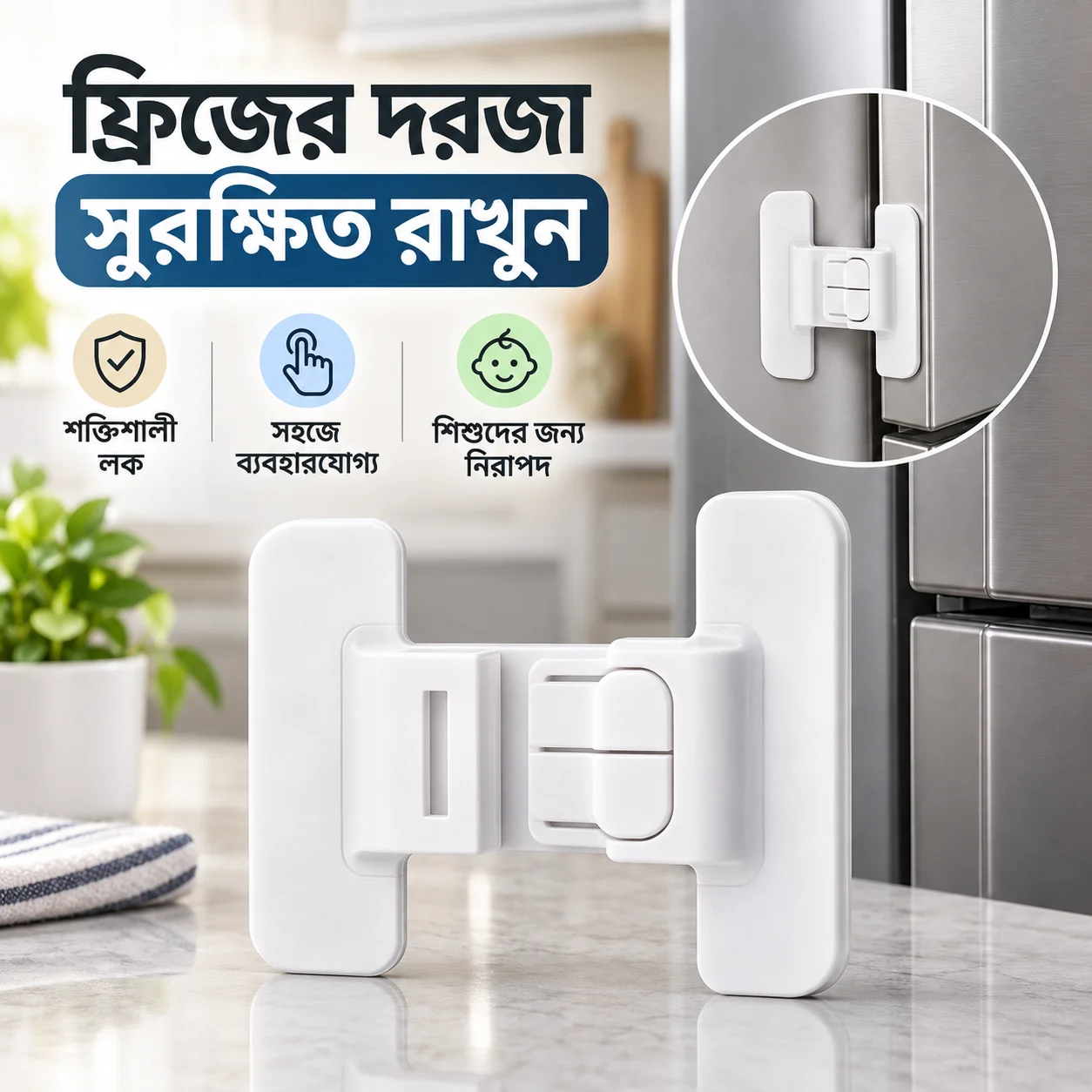 Refrigerator Door Lock, Fridge Door Lock, Multi-function Children Security Protector thumbnail 4