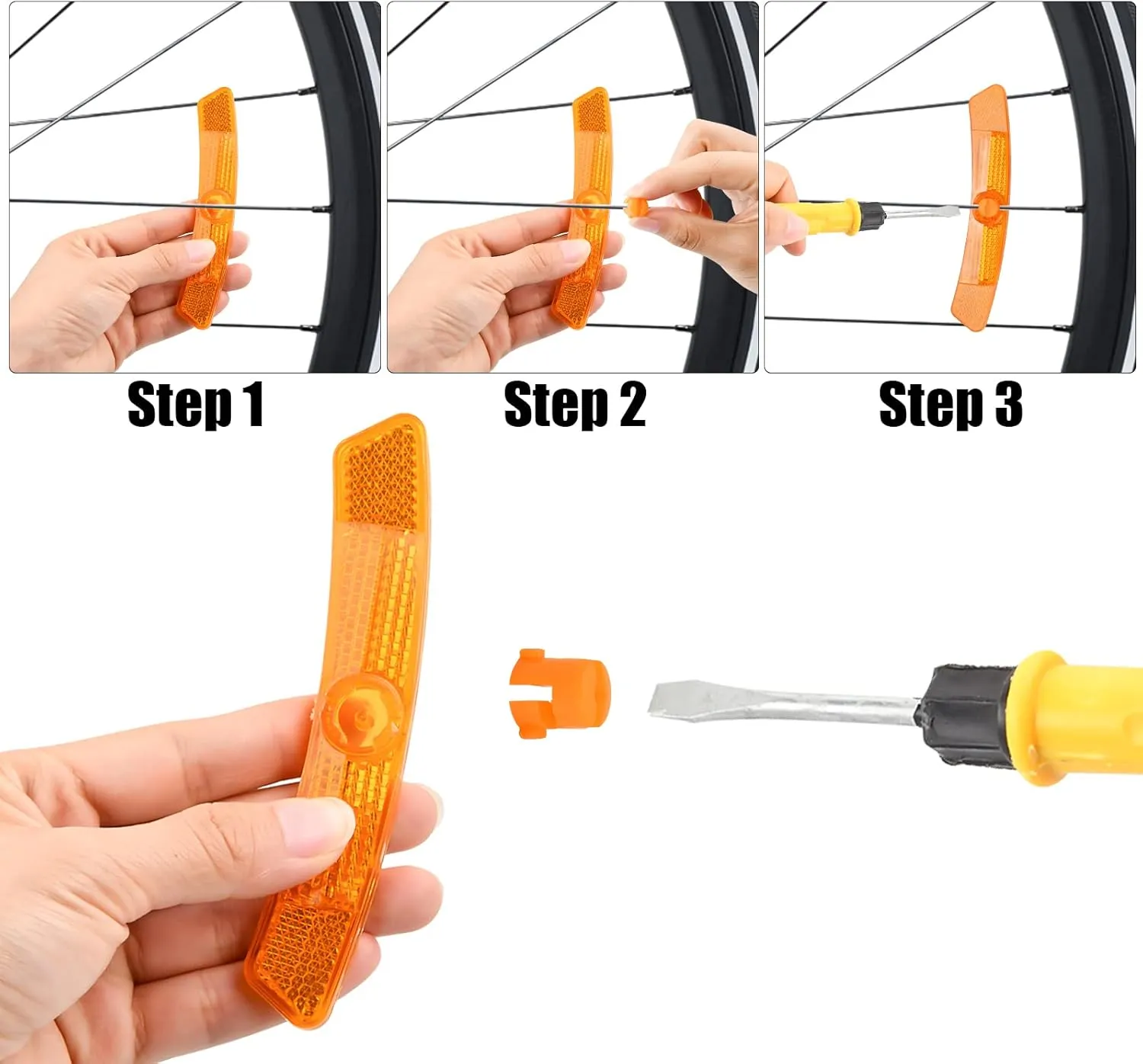 4 Pieces Bike Wheel Spoke Reflectors Orange Bike Reflectors Wheel Spoke Reflectors White Bike Spoke Reflectors Bicycle Safety Reflectors thumbnail 1