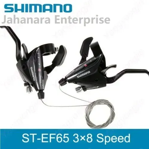 SHIMANO ST-EF65 2 Pcs (3×8) Speed MTB Bike Bicycle Shifter&Brake Set Lever Black w/cable ( Made In Indonesia ) thumbnail 1
