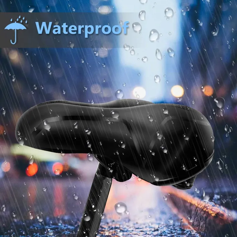 Bike Seat Cushion with Memory Foam, Waterproof Cover & Reflective Strip | USB Rechargeable LED Front Light with Loud Bell & 3 Modes | Universal Fit for Bicycles 4
