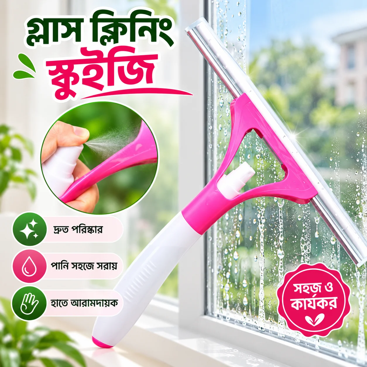 Glass Cleaner Wiper With Spray 3