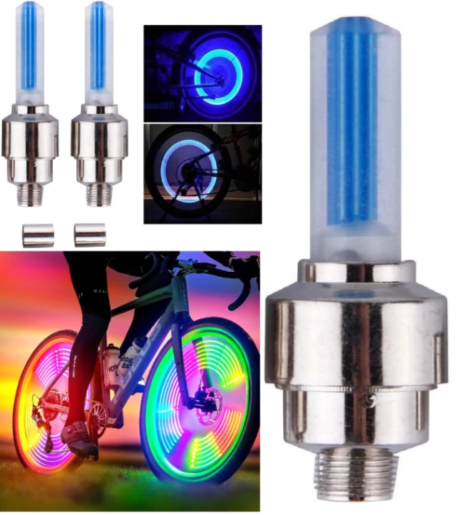 Bike Motorcycle Cycling LED 1 Pair Rainbow RGB Color Bike Wheel Tire Light thumbnail 3