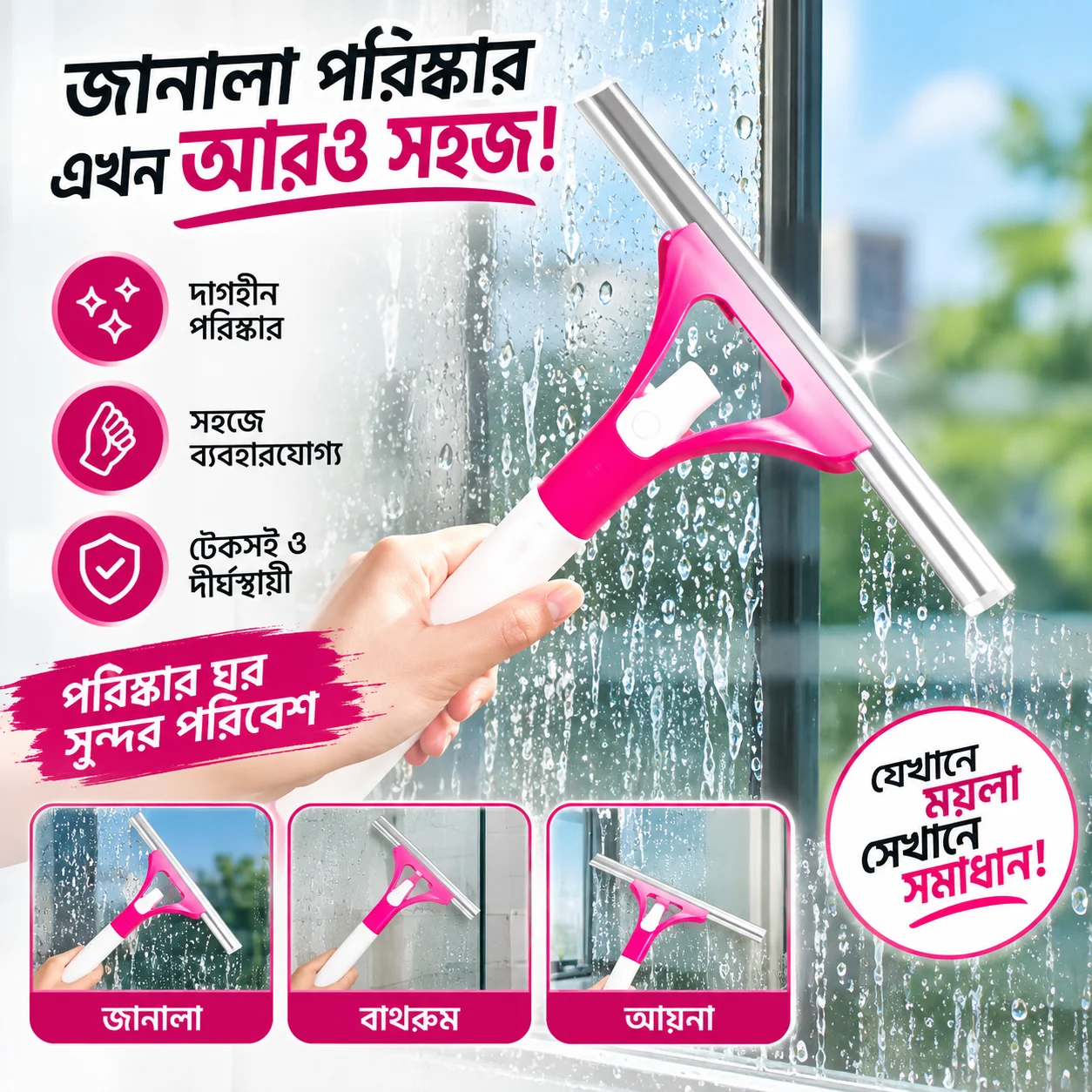 Glass Cleaner Wiper With Spray 1