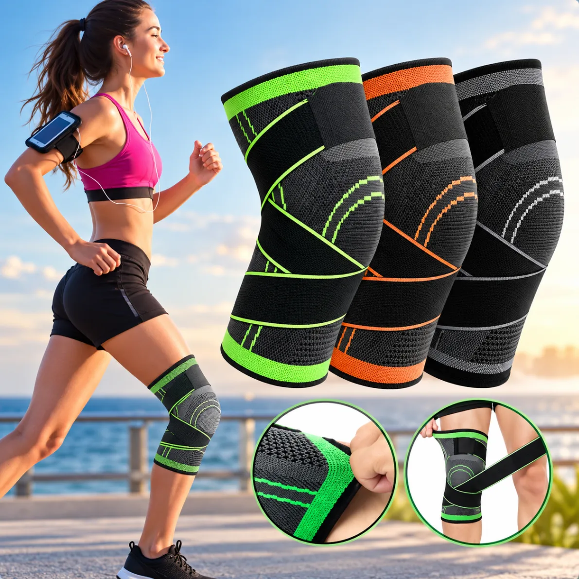 Knee Pain Reducer Knee Pad Adjustable Knee Support Braces for Knee Pain one PCS thumbnail 2