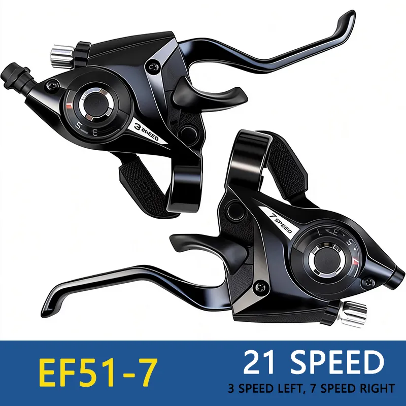 Mountain Bike Brake Lever Bicycle Brake Shifter Set Visible Optical Gear Display Indicator With Brake Cable 3 Speed Left Side And 7 Speed Right Side thumbnail 2