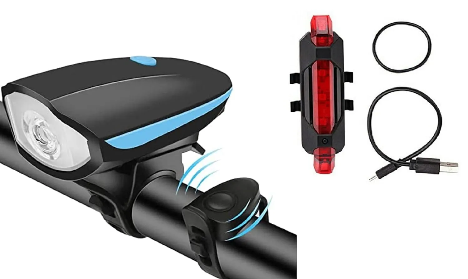 Best Deals 2 in 1 Rechargeable Cycle Light and Horn with Cycle Tail Light LED Cycle Light for Bicycle Front Rear Light Combo Cycle Lights for Bicycle thumbnail 3