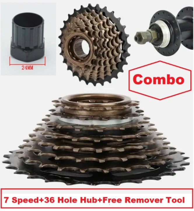 Freewheel Bicycle Freewheel tread (7 Speed +36Hole Hub+Free Remover Tool) Mountain Bike Replacement Accessory Bicycle Parts 1