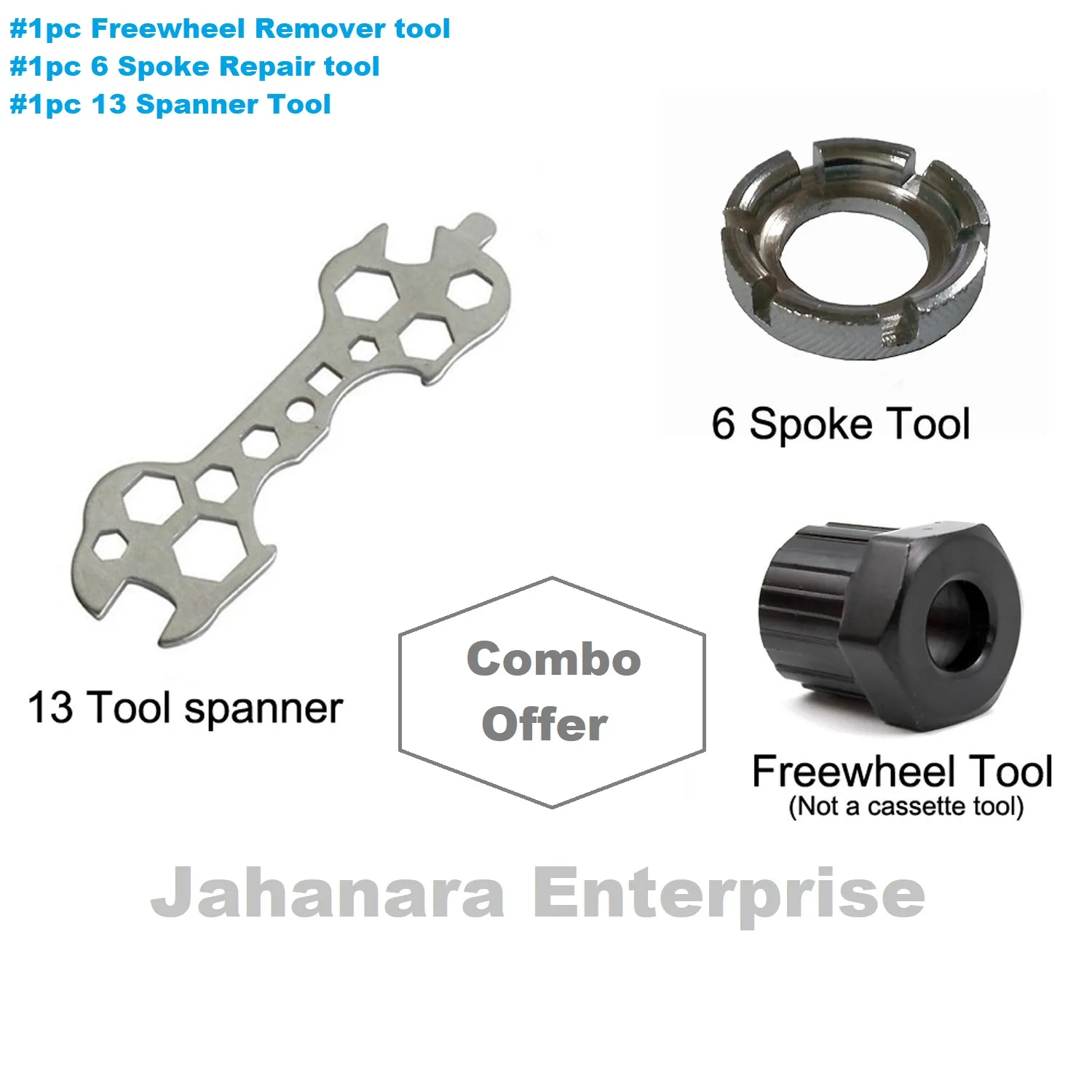 Bicycle 13 Spanner Tool with 6 Spoke Repair Freewheel Remover Tool Combo for Cycle Maintenance Tool Set Of 3 Bike 1