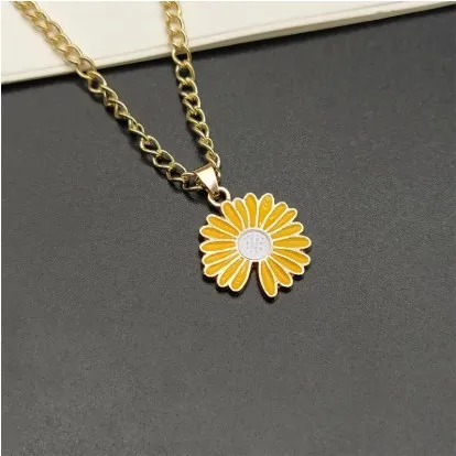 Cute Trendy Daisy Necklace Sun Flower Necklaces for Girls Simple Stylish - Flower Jewelry Dainty Chain Necklace for Women New Collection - Pendant Necklace for Girls Stylish thumbnail 4