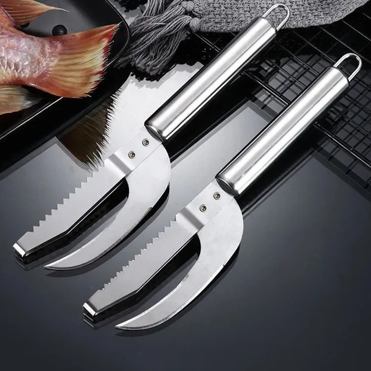 Fish Scale Knife Cut/Scrape/Dig 3-In-1, Fish Scale Knife, Fish Scaler Remover, 3-In-1 Fish Scaler Remover Cutter, Stainless Steel Fish Scale Remover, Stainless Steel 3 In 1 Fish Maw Knife thumbnail 2