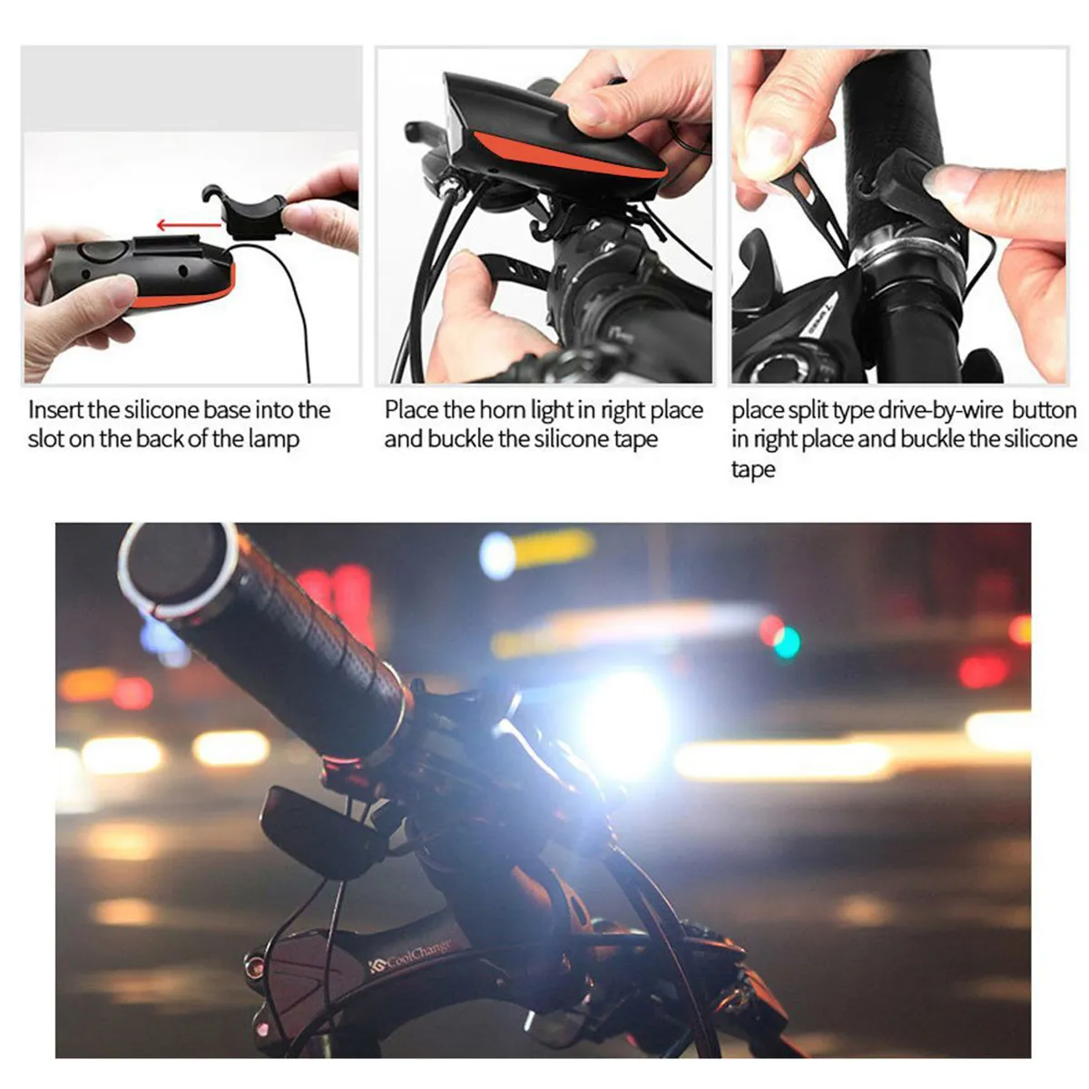 Super Bright 140 Lumen Lights 3 Modes Special USB Rechargeable Bike Bike Horn and Light 250 DB with Multicology Cycle Accessories thumbnail 2