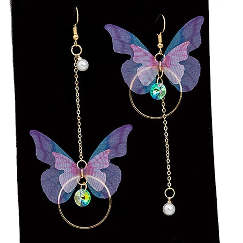 Trendy Korean Fashion Retro Asymmetrical Butterfly Pearl Drop Earrings for Women Simple New Collection Earring for Women/ Ear Ring for Girls Stylish Gift for Wife Birthday Gift Valentine Gift for Girls thumbnail 4