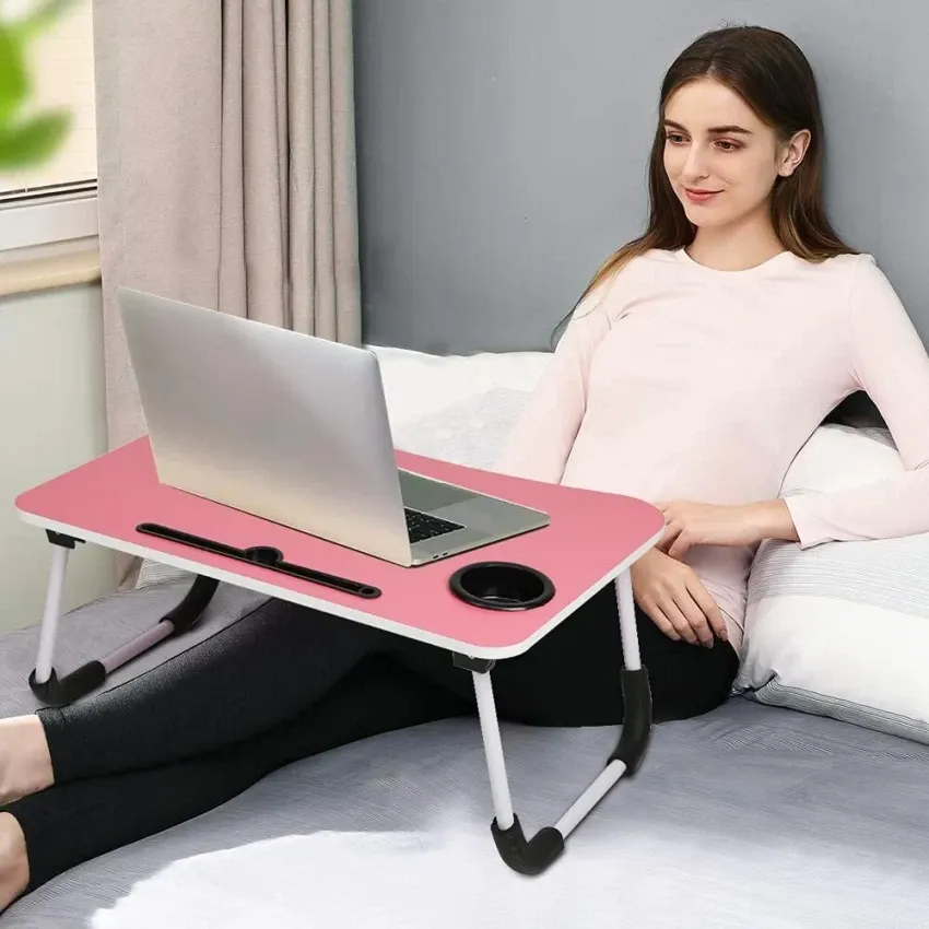 Foldable Laptop Table-Pink For Reading, Writing, Eating, On Bed thumbnail 1