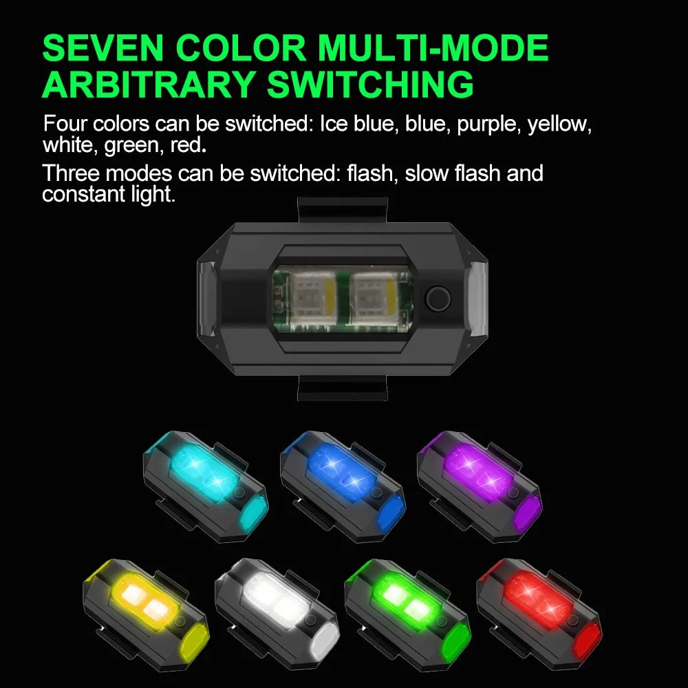1Pc 7 Color Drone Strobe Light USB LED Anti Collision Bike Tail Model Aircraft Night Flying Mini Signal Flashing Warning Light thumbnail 1