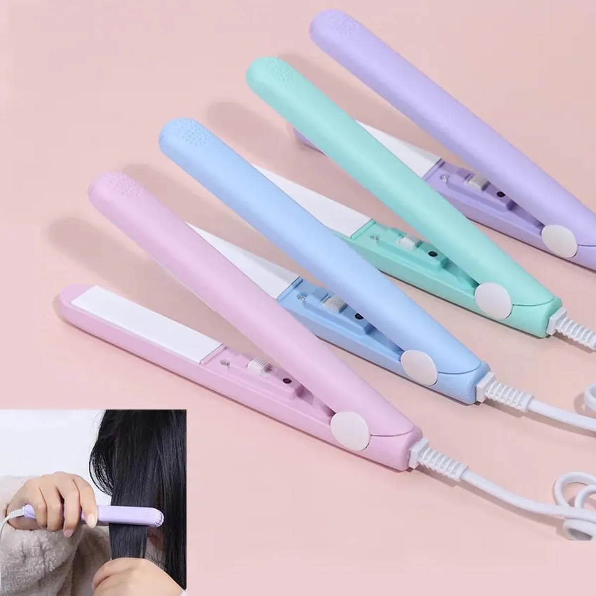 Portable Mini Hair Curl Straightener Flat Iron Perm Splint Ceramic Travel,  Mini Hair Straightener thumbnail 6