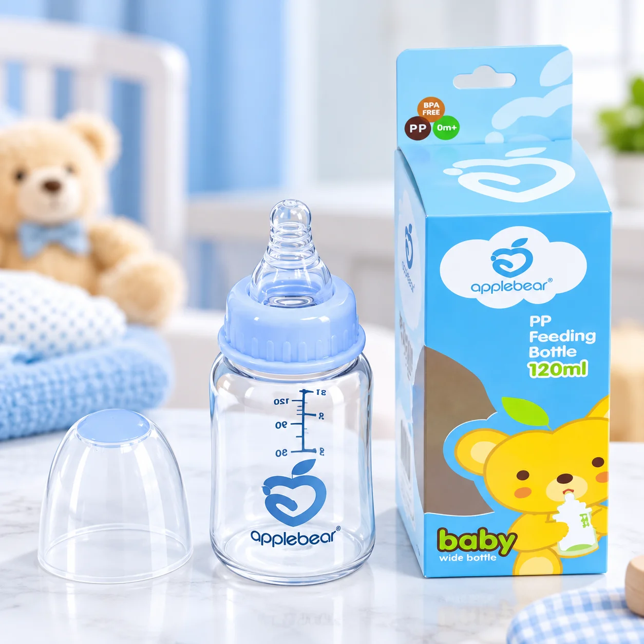 Apple Bear (120ml ) Baby Feeding bottle Baby Feeder, Baby Mum Pot thumbnail 2