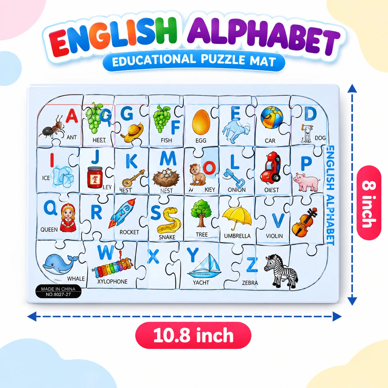 24 Pieces Jigsaw Puzzle English Alphabet ABCD 8x10.8 inch thumbnail 3