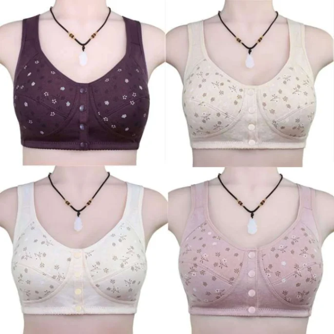 Front Button Bra, Nursing Bra, Front Closure Bra, Women Yoga Sports Bra, Pure Cotton Ultra Soft Bra & good quality thumbnail 3