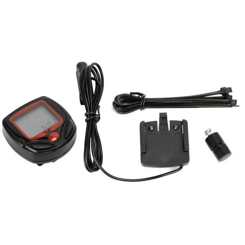 Bicycle Computer Odometer Speedometer Waterproof LCD Display Lightweight Multi Function Cycling Accessory Auto Sleep Wake Up Mode Speed Monitor Easy Install Read Red Black thumbnail 4