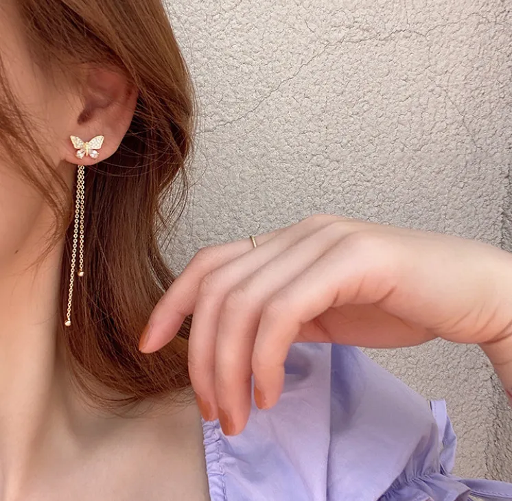 Butterfly Drop Earrings For Women Vintage Jewelry Modern Party Wedding Bridal Accessories Trendy Dangle Earrings thumbnail 2