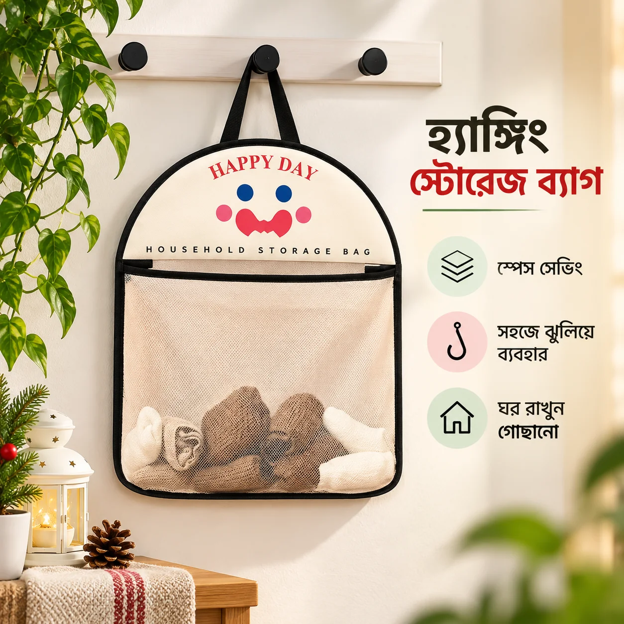 Storage Hanging Bag, Reusable Storage Mesh Bag Toy Doll Storage Net Bag for Bathroom Kitchen thumbnail 4