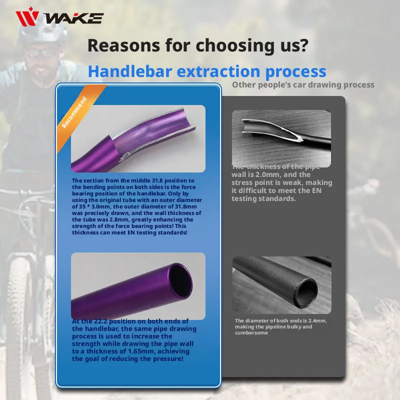 WAKE Mountain Bike U-shaped / Rainbow 55H High-curved Handlebar 31.8 *780mm Big Swallow Aluminum Alloy Handle Bicycle Accessories 3