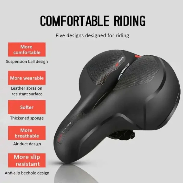 Hollow Breathable Bicycle Saddle Men & Women MTB Road Bike Saddle Shock Absorbing Comfortable Big Butt Bike Seat Safety Warning thumbnail 2