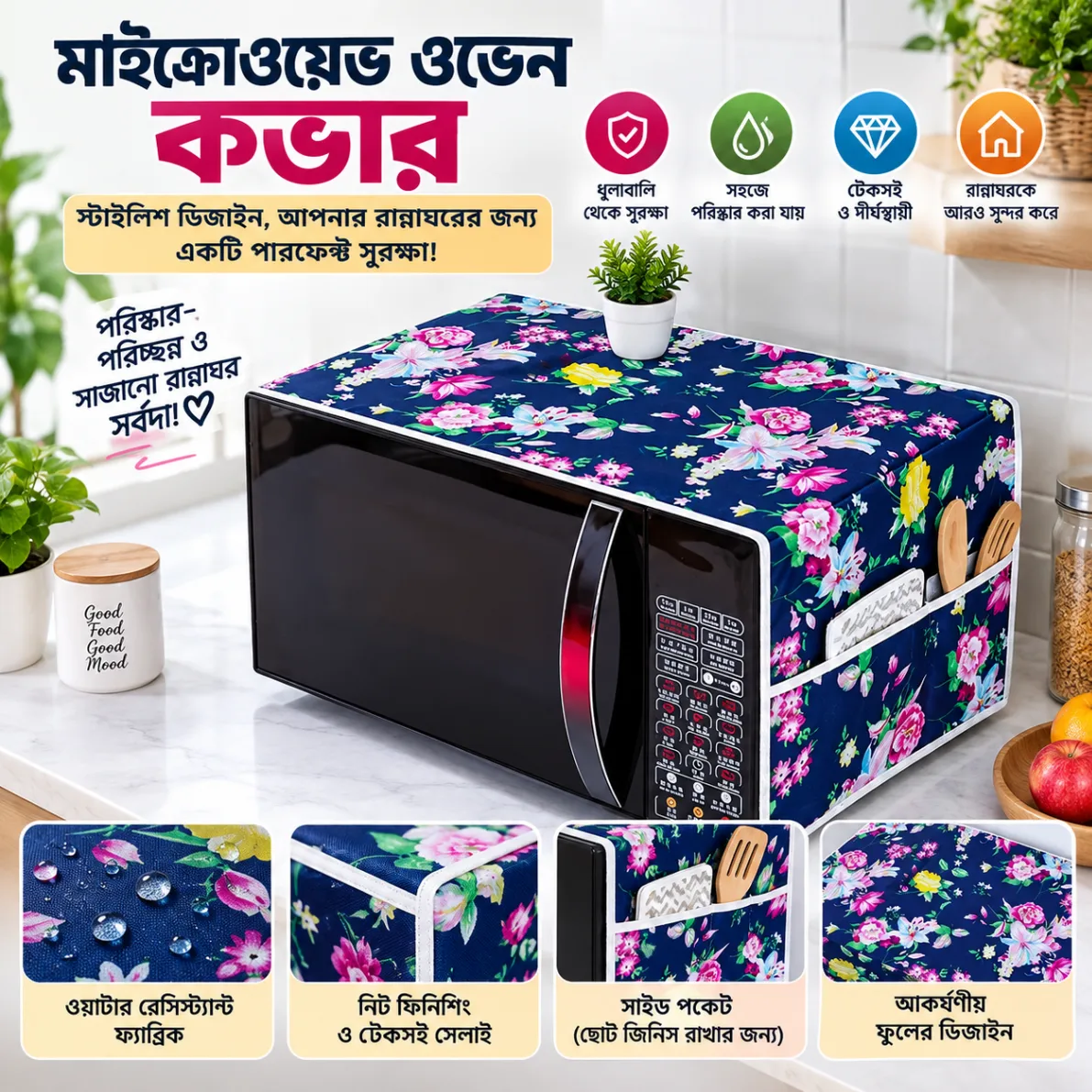 Oven Cover – Color Print Dustproof Microwave Oven Cover thumbnail 1