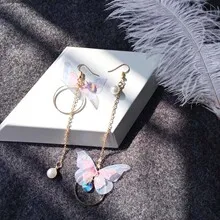 Trendy Korean Fashion Retro Asymmetrical Butterfly Pearl Drop Earrings for Women Simple New Collection Earring for Women/ Ear Ring for Girls Stylish Gift for Wife Birthday Gift Valentine Gift for Girls thumbnail 3