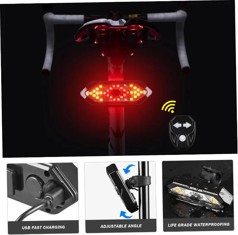 Bike Turn Signals Remote Control Bicycle Direction Indicator MTB LED Rear Light USB Rechargeable Cycling Taillight with Horn thumbnail 4