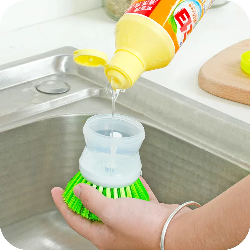 Kitchen Dispense Soap Water Dish Cleaning Brush Creative Washing thumbnail 3