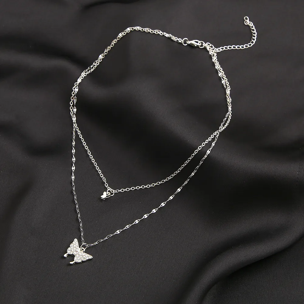 Fashionable Chain Double Layer Butterfly Necklaces for women New Collection thumbnail 3