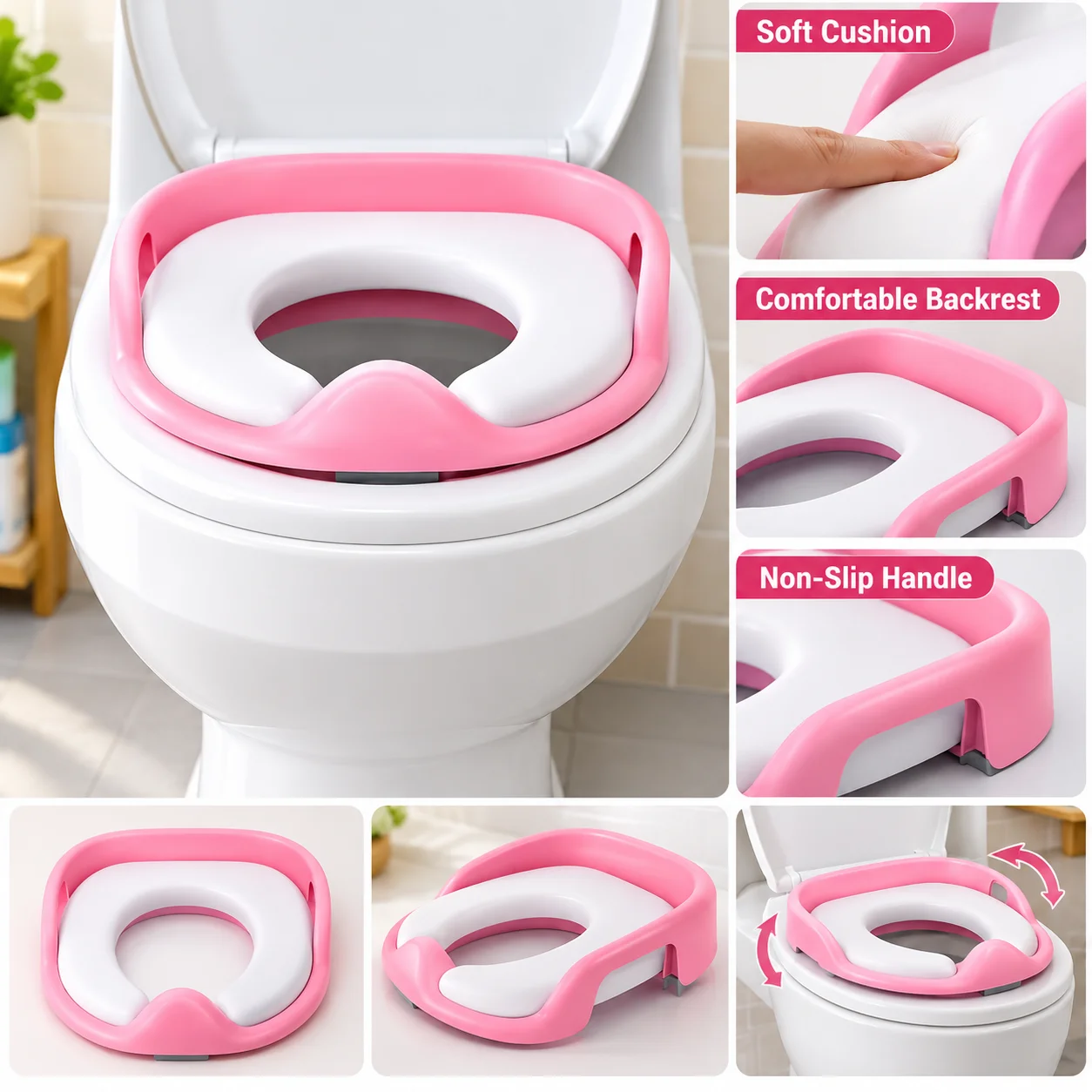 Soft Baby Toilet Seat, Toilet Training/Commod/Potty Safe Seat For Kids (18-30Months) Sitting Ring with Handles Bathroom Trainer Closestool Cover thumbnail 3